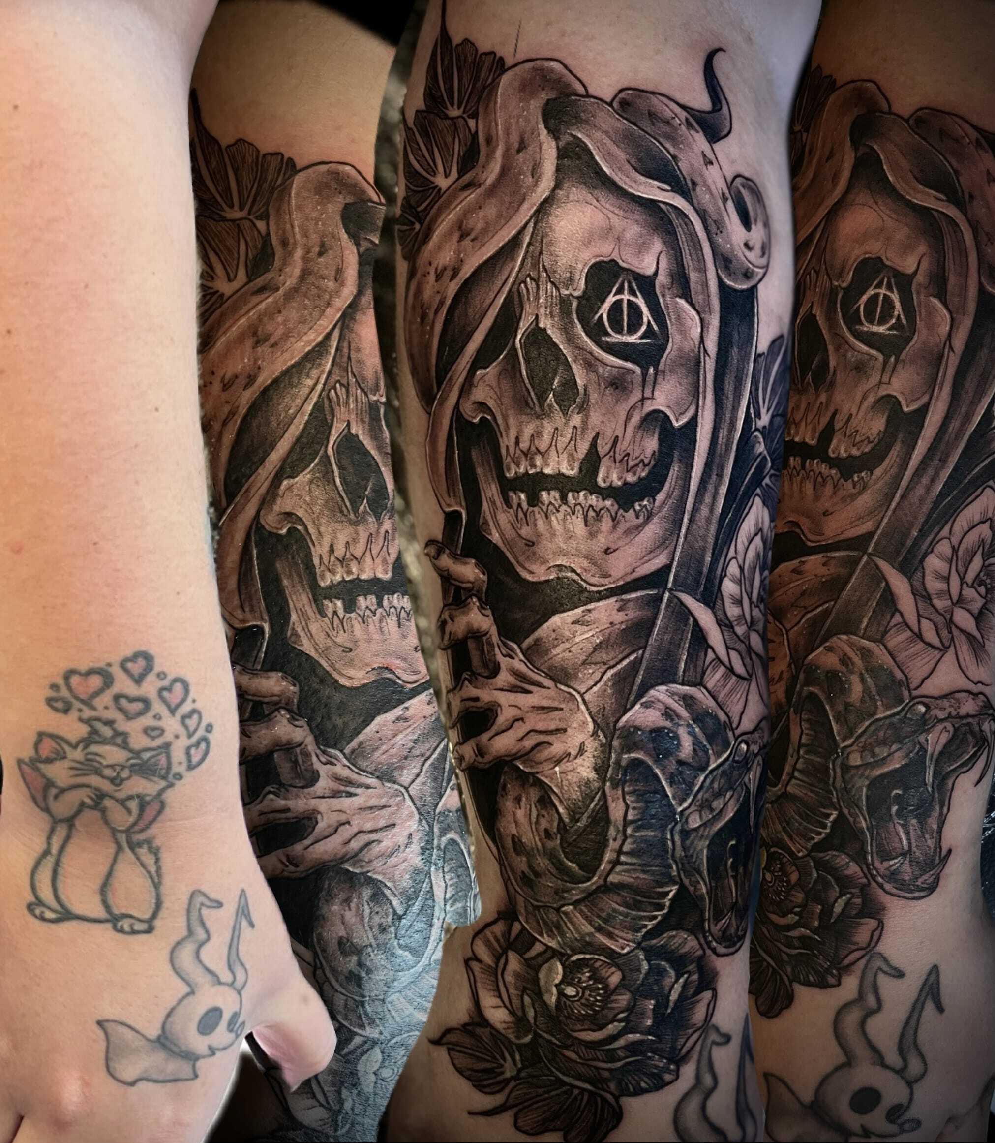 Grim Reaper Skull Coverup Tattoo