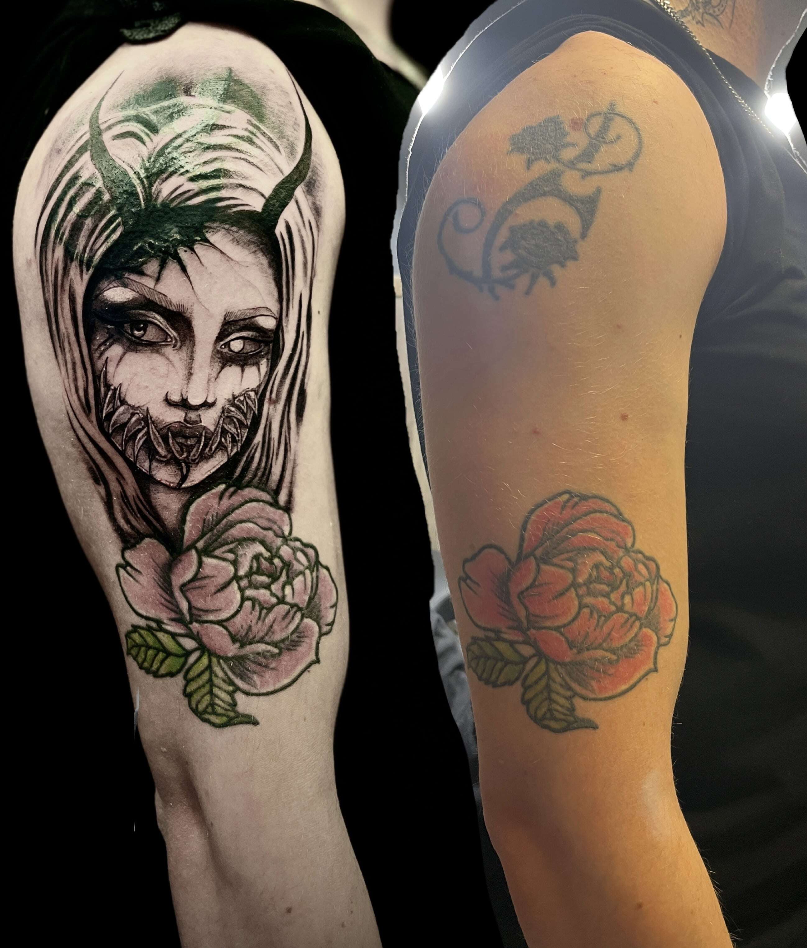Woman and Rose Tattoo
