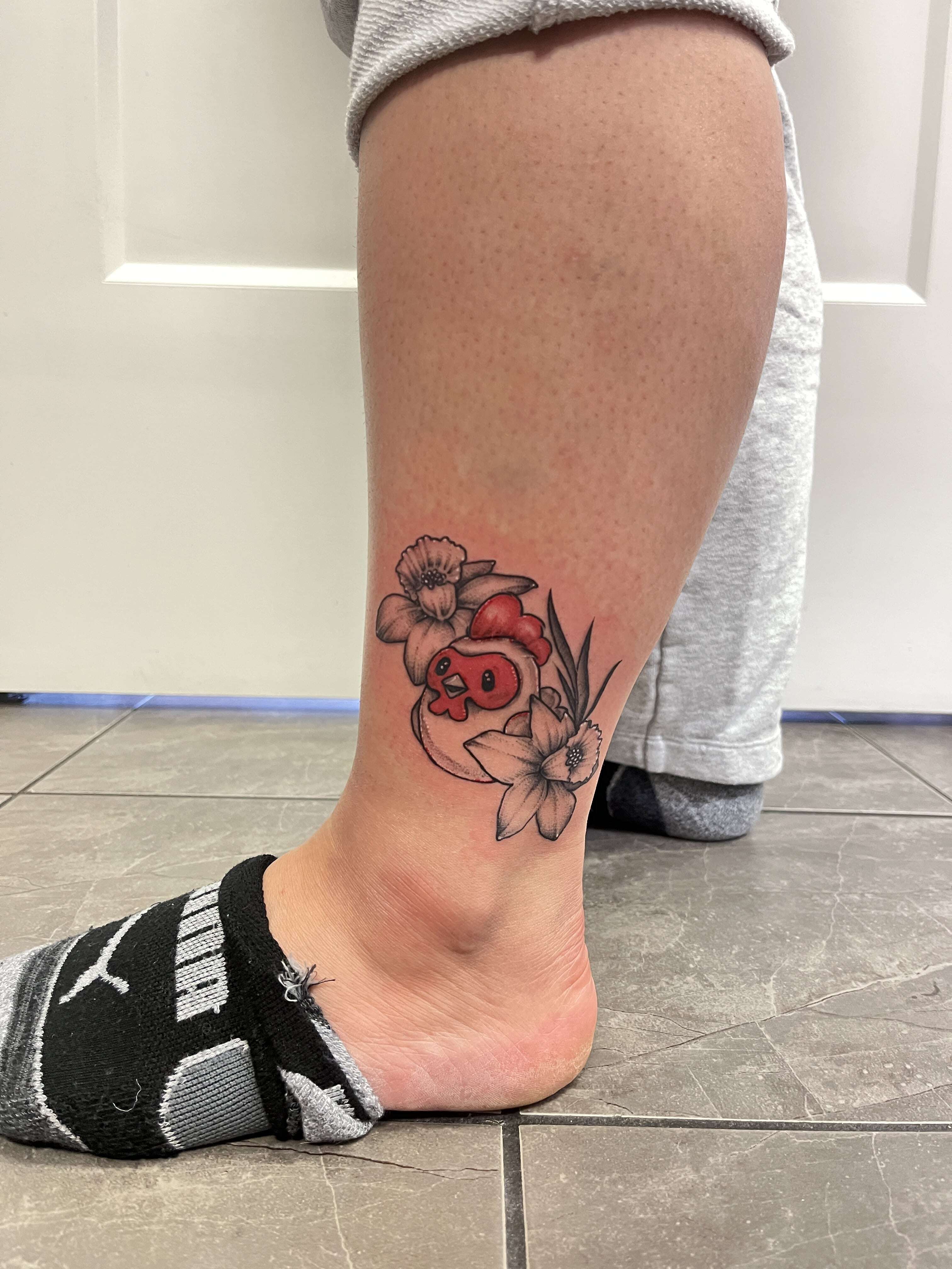 Flowers on Ankle Tattoo